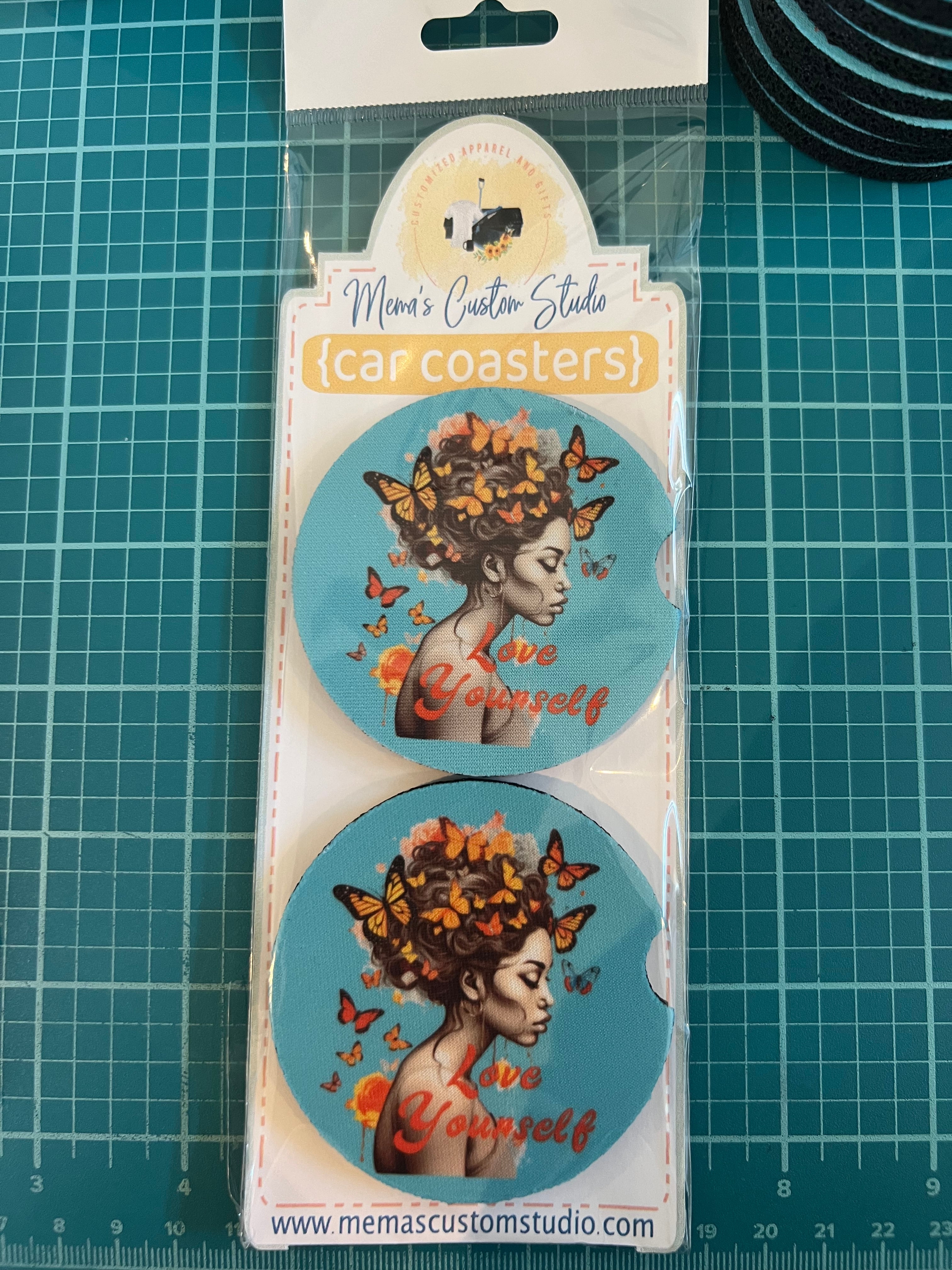 Design your ownCar Coasters (foam)-2PK | Mema's Custom Studio