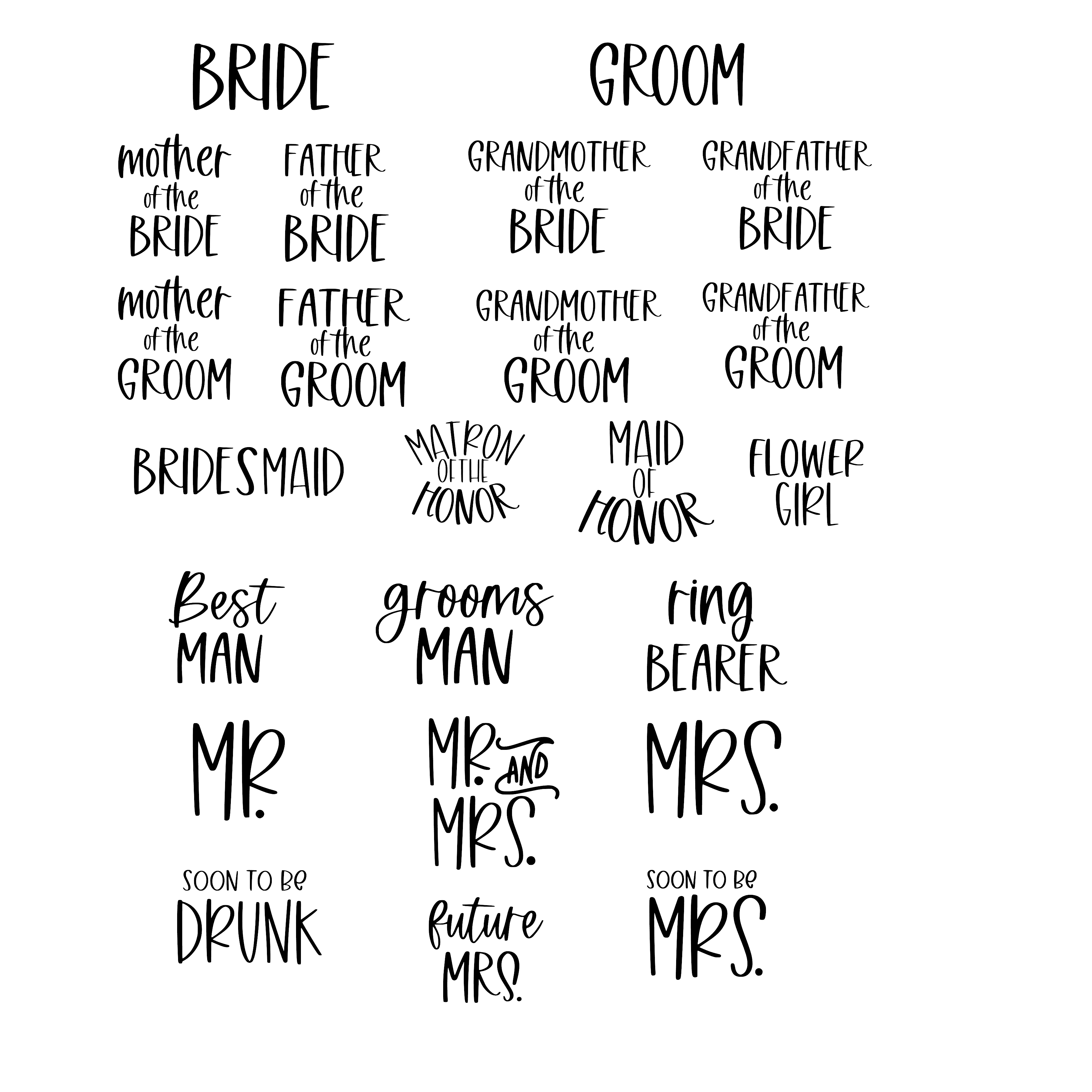 Bridal Party T-Shirt - Font #1 | Mema's Custom Studio