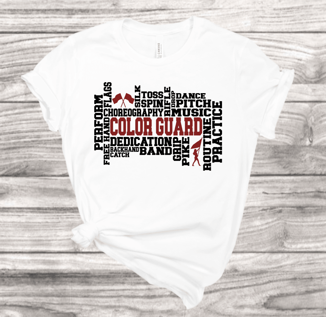 Color Guard Word Art T-Shirt | Mema's Custom Studio - Mema's Custom Studio