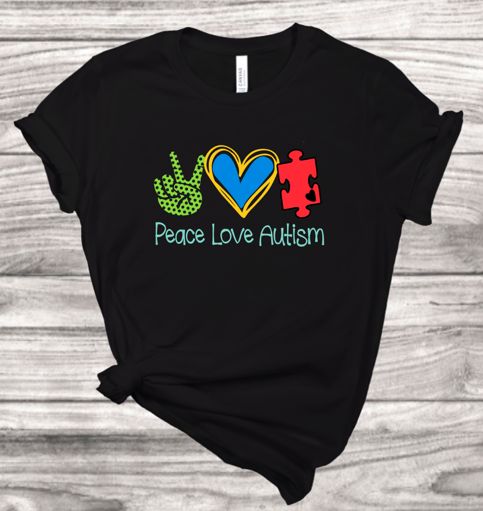 Peace Love Autism T-Shirt | Mema's Custom Studio - Mema's Custom Studio