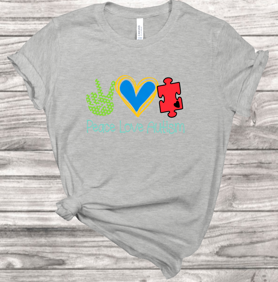 Peace Love Autism T-Shirt | Mema's Custom Studio - Mema's Custom Studio
