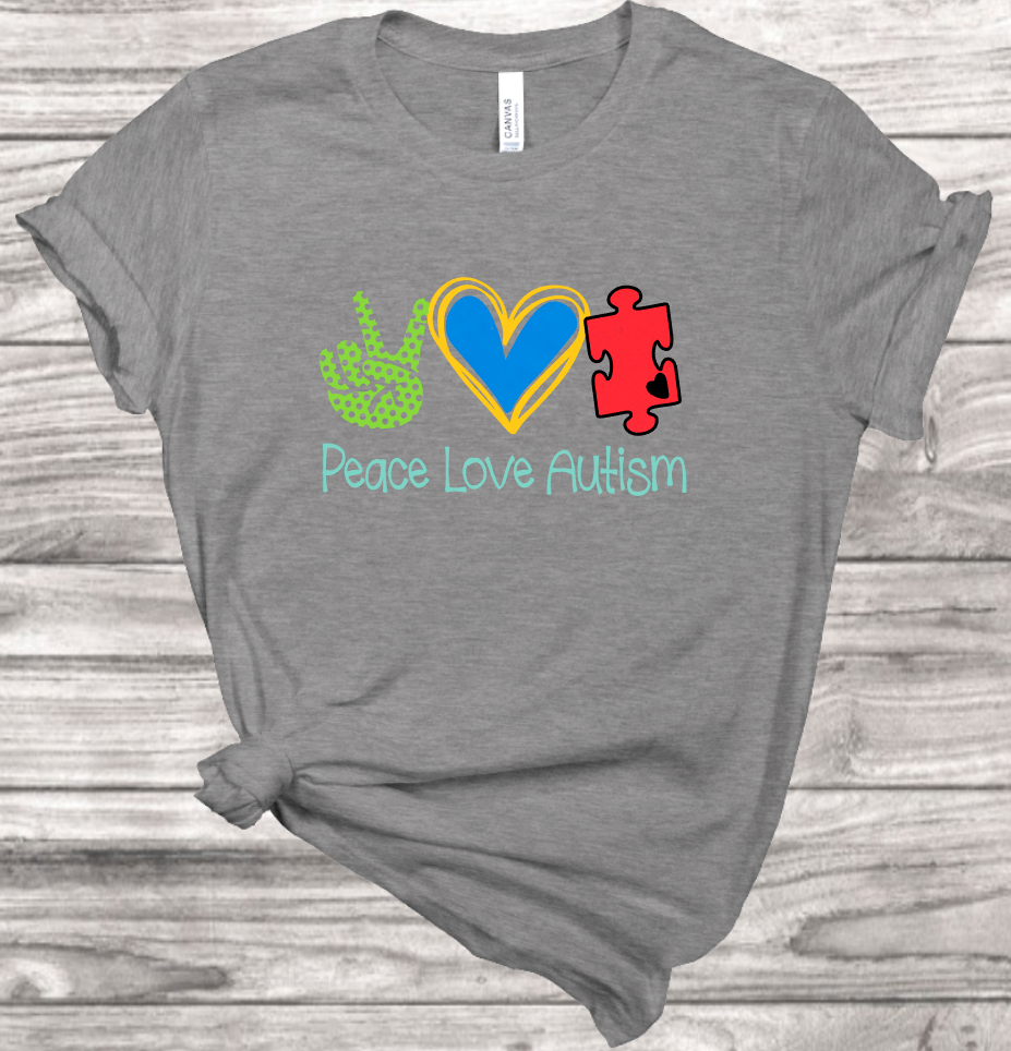 Peace Love Autism T-Shirt | Mema's Custom Studio - Mema's Custom Studio