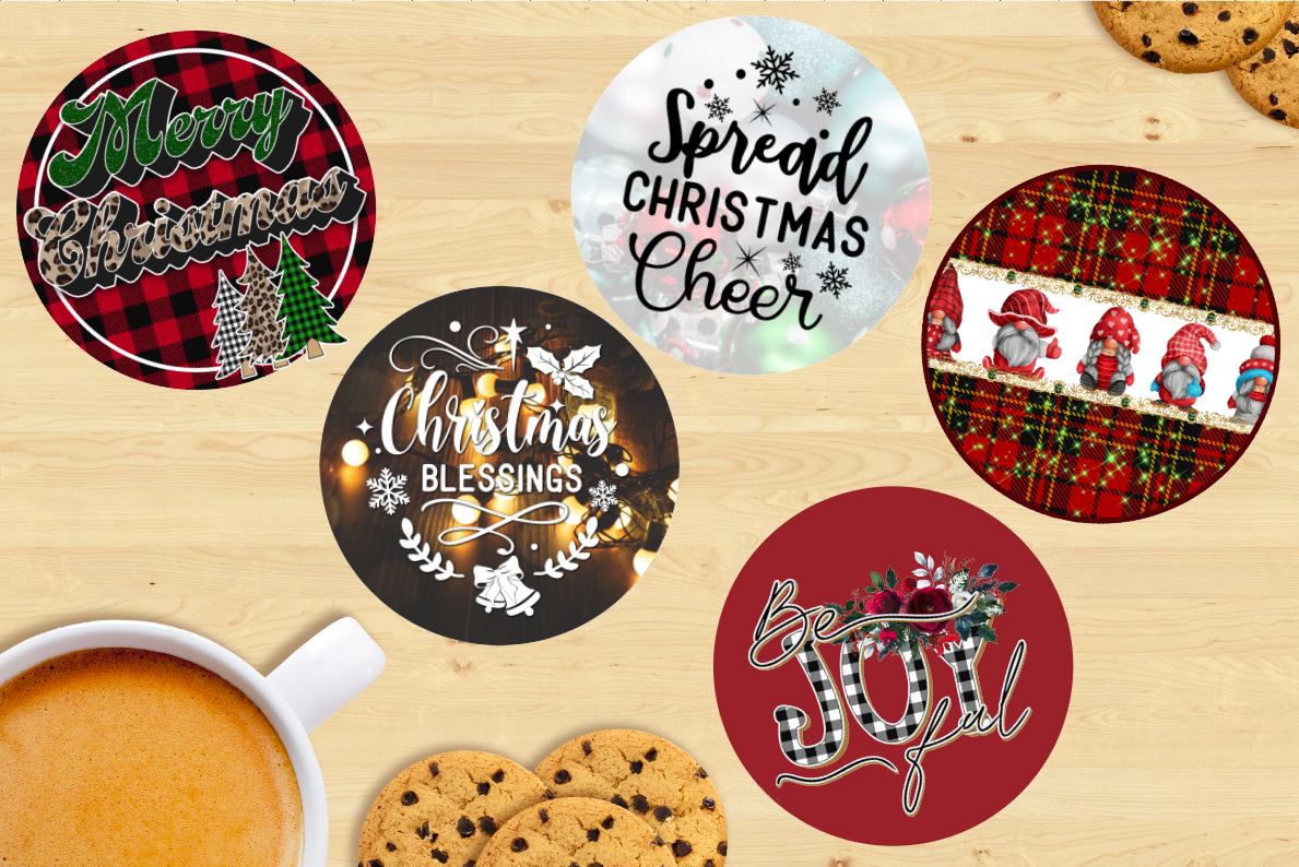 Christmas Coasters 4pc set (Round)