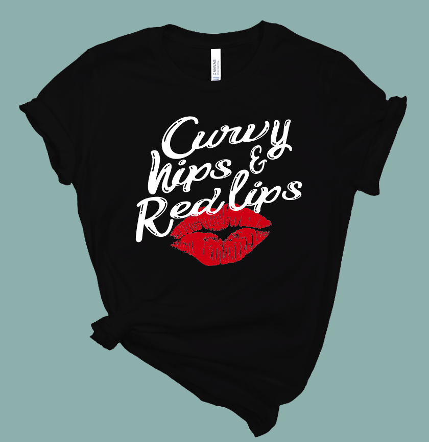 Curvy Hips Red Lips T-Shirt | Mema's Custom Studio