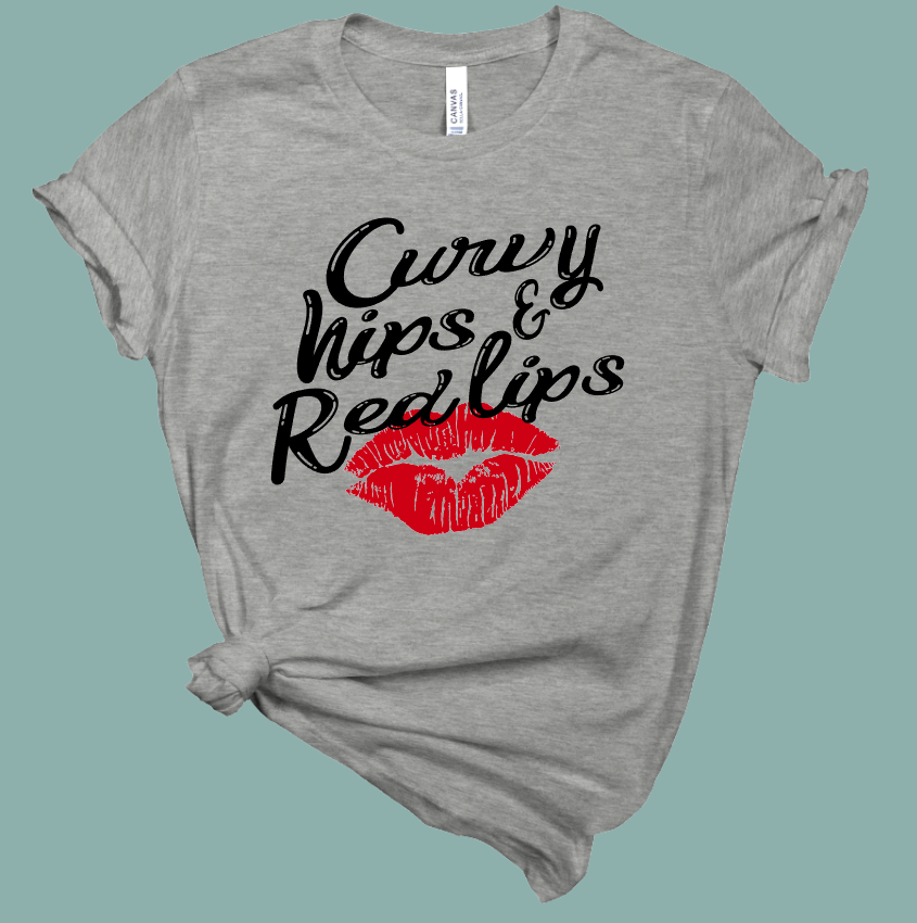 Curvy Hips Red Lips T-Shirt | Mema's Custom Studio