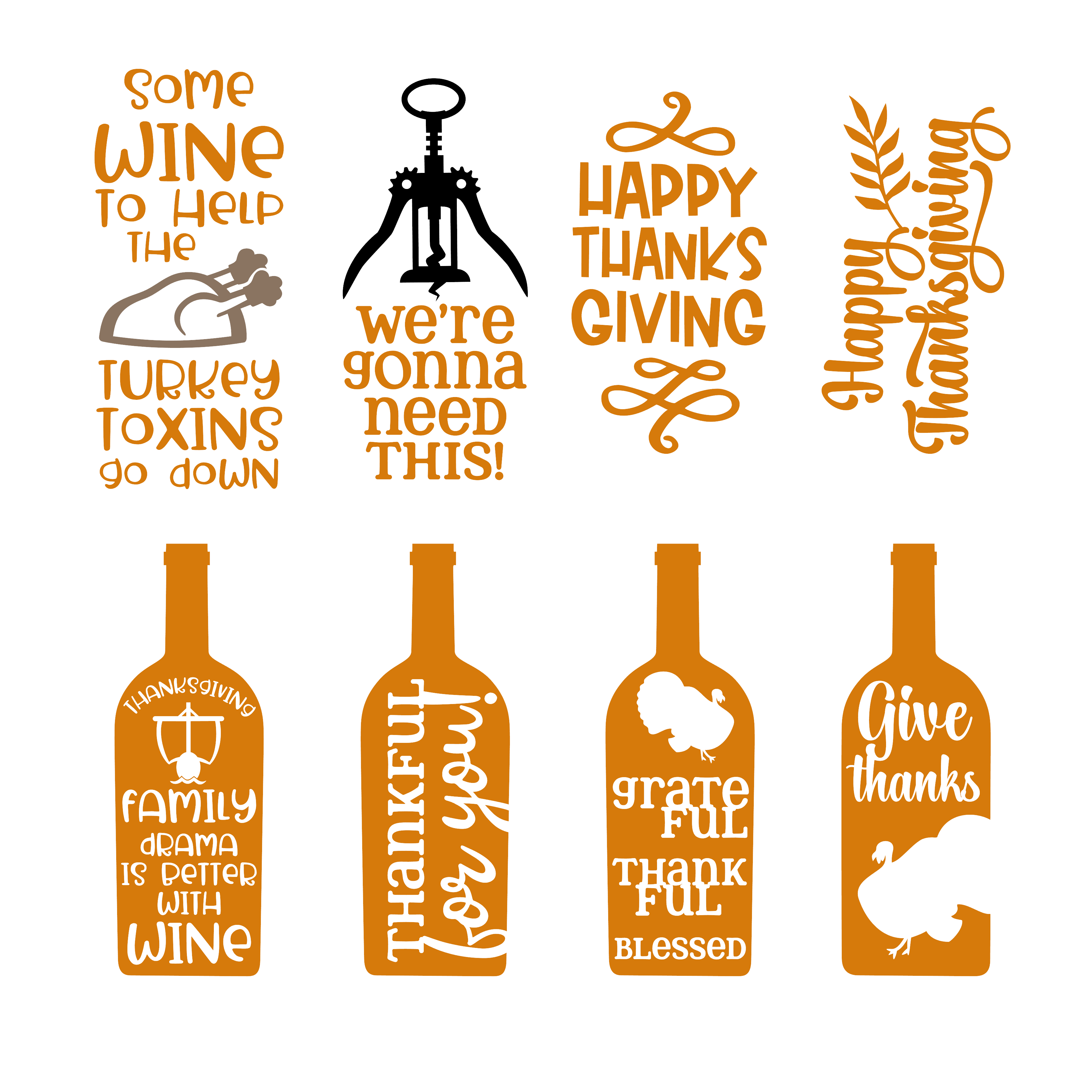 Thanksgiving Wine Bag Quotes | Mema’s Custom Studio