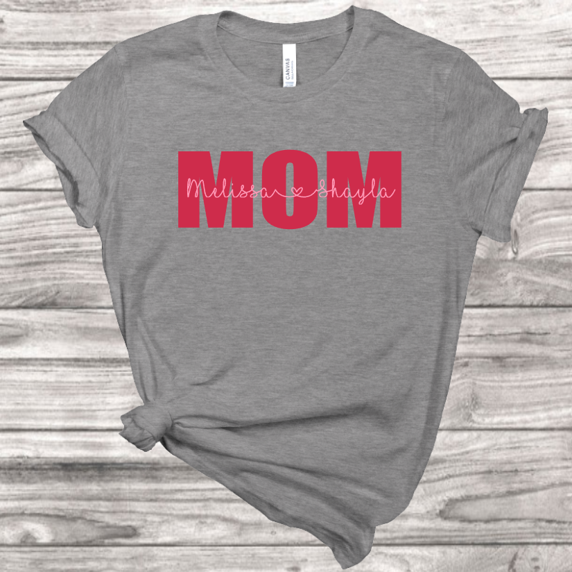 Mom With Kids Names t-shirt | Mema's Custom Studio - Mema's Custom Studio