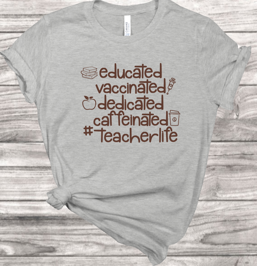 Vaccinated Teacher T-Shirt | Mema's Custom Studio - Mema's Custom Studio