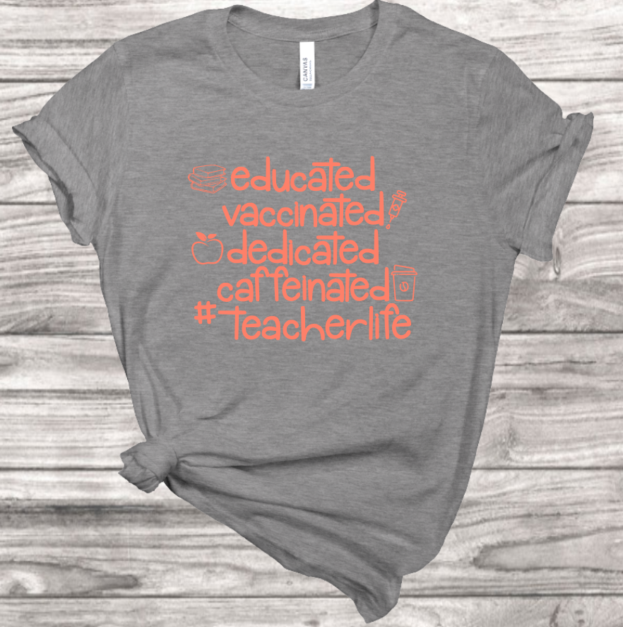 Vaccinated Teacher T-Shirt | Mema's Custom Studio - Mema's Custom Studio
