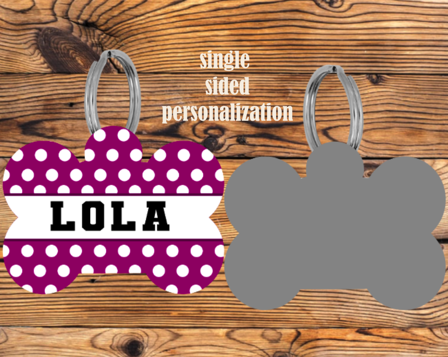 Polka Dot Bone Shape Dog Tags
